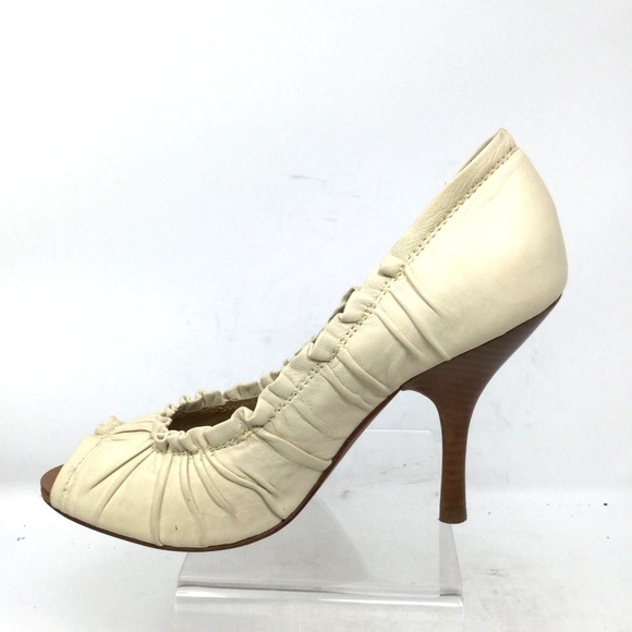 BCBGMaxAzria Cream Peep Toe Heels - Picture 2 of 8